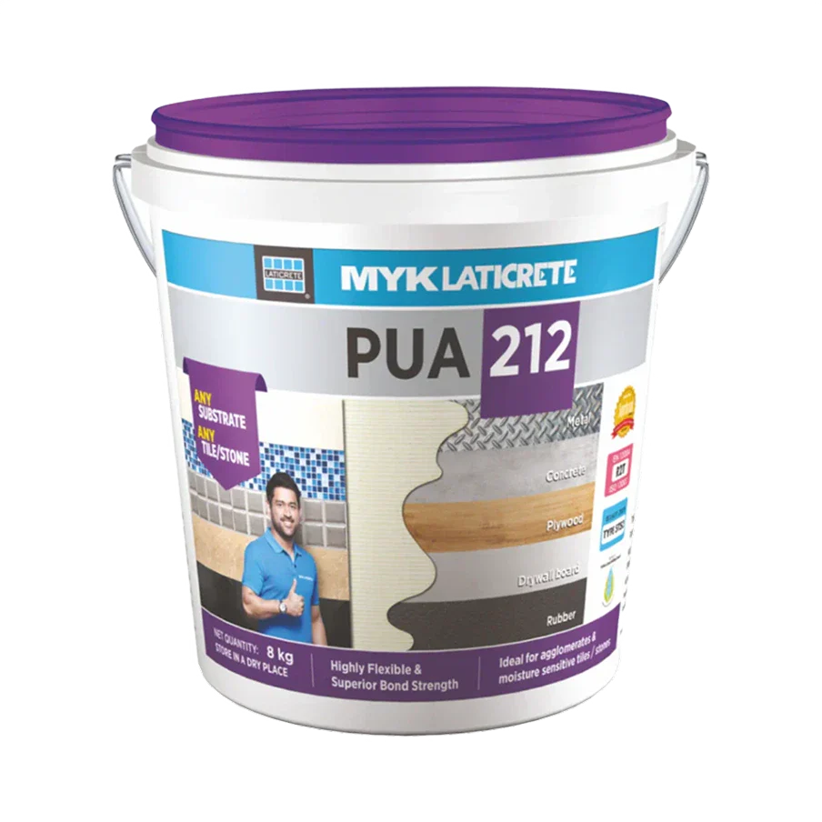 MYK Laticrete PUA 212 Modified PU Adhesive off-white 8kg pack for flexible tile and stone installations - BeforeBuy Bangalore