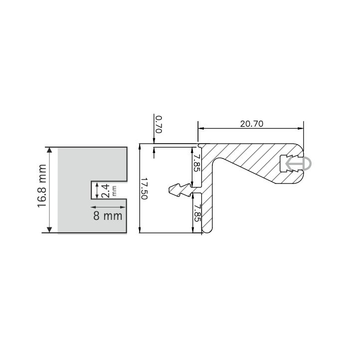 Hettich Edge Profile for Wall Cabinet 3 MTR